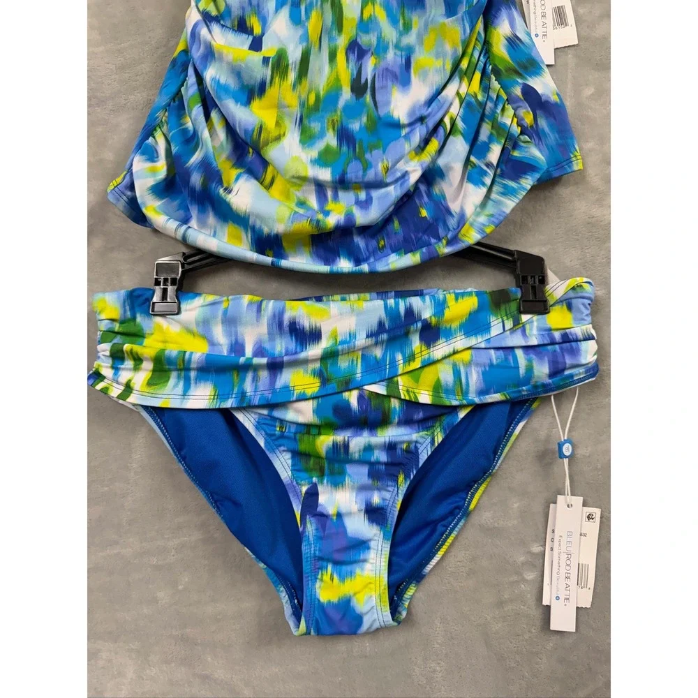 Bleu by Rod Beattie Life's A Beach Tankini Top & Sarong Hipster Bikini Bottoms 8